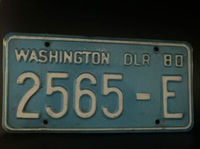1980 Washington DEALER  License Plate Tag 2565-E