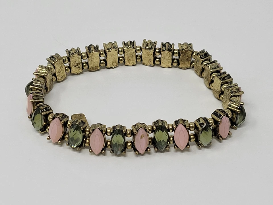 Juego de (2) Pulseras VIVI Love Firmadas Tono Dorado - Azul Negro Verde Rosa Talla 7" Foto 3 de 4