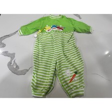 Vtg Wally & Willie Green Stripe Snowman  Baby Romper Outfit 12 mos