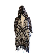 Forever 21 Wine/Blue/White Shawl With Hood And Arm Holes Size S-M Oversize