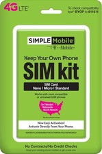 Simple Mobile, Powered by Tmobile, Universal Sim Kit
