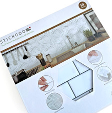 STICKGOO White Subway Tiles -White with Grey - Peel Stick Stick-on 10 Sheets