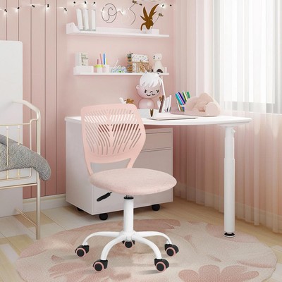 Ergonomic Swivel Task Chair Adjustable Height Mesh Pink Office Desk Seat Teens