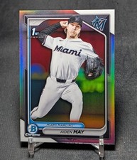 Aiden May 1st Chrome Refractor Rookie RC 2024 Bowman Draft Card #BDC-91 Marlins