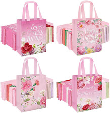 20 Pcs Happy Mother  s Day Tote Gift Bags Floral Non-Woven Party Favor Bags