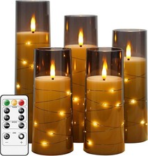 Flameless LED Candles with Timer 5 Pc Flickering Flameless Candles for Romantic