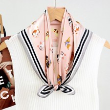 Pink Dog Paisley Print 100 Mulberry Silk Shawl Scarf Necktie Kerchief 21"
