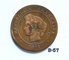 1871 France 5 Centimes BRONZE (B-57) FREE SHIPPING