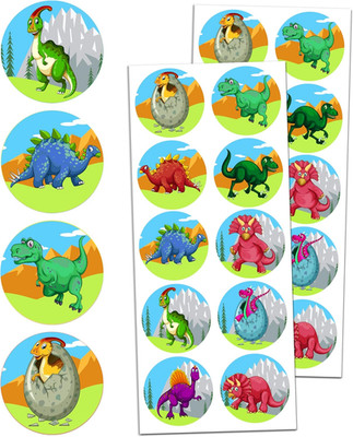Dino Sticker Aufkleber Set - 10 Designs, 20 Blätt, 200 Stück