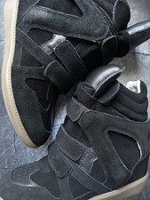 Isabel Marant Bekett Wedge Sneakers Black Suede Size EU 38 US Size 8