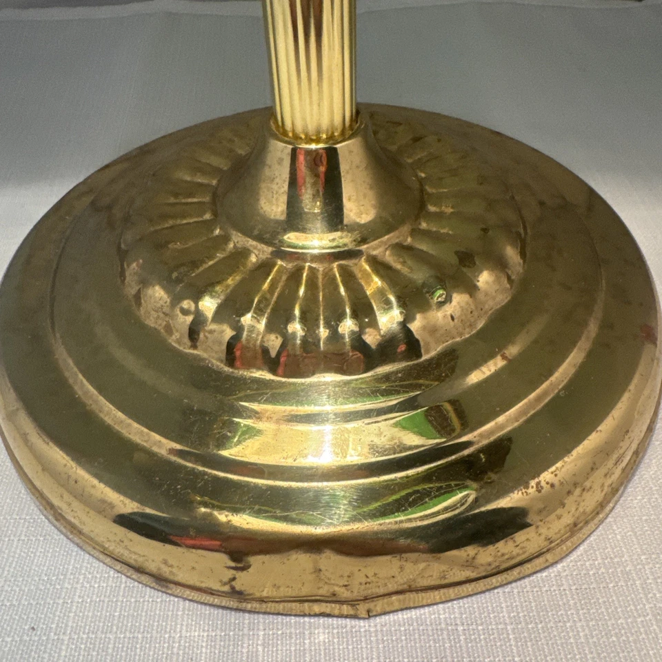 Emerald Green Glass Shaded Bankers Office Desk Lamp Vintage Brass - Image 3 of 4