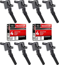 Set of 8 Ignition Coil DG508 and Motorcraft Spark Plug SP493 Compatible with For