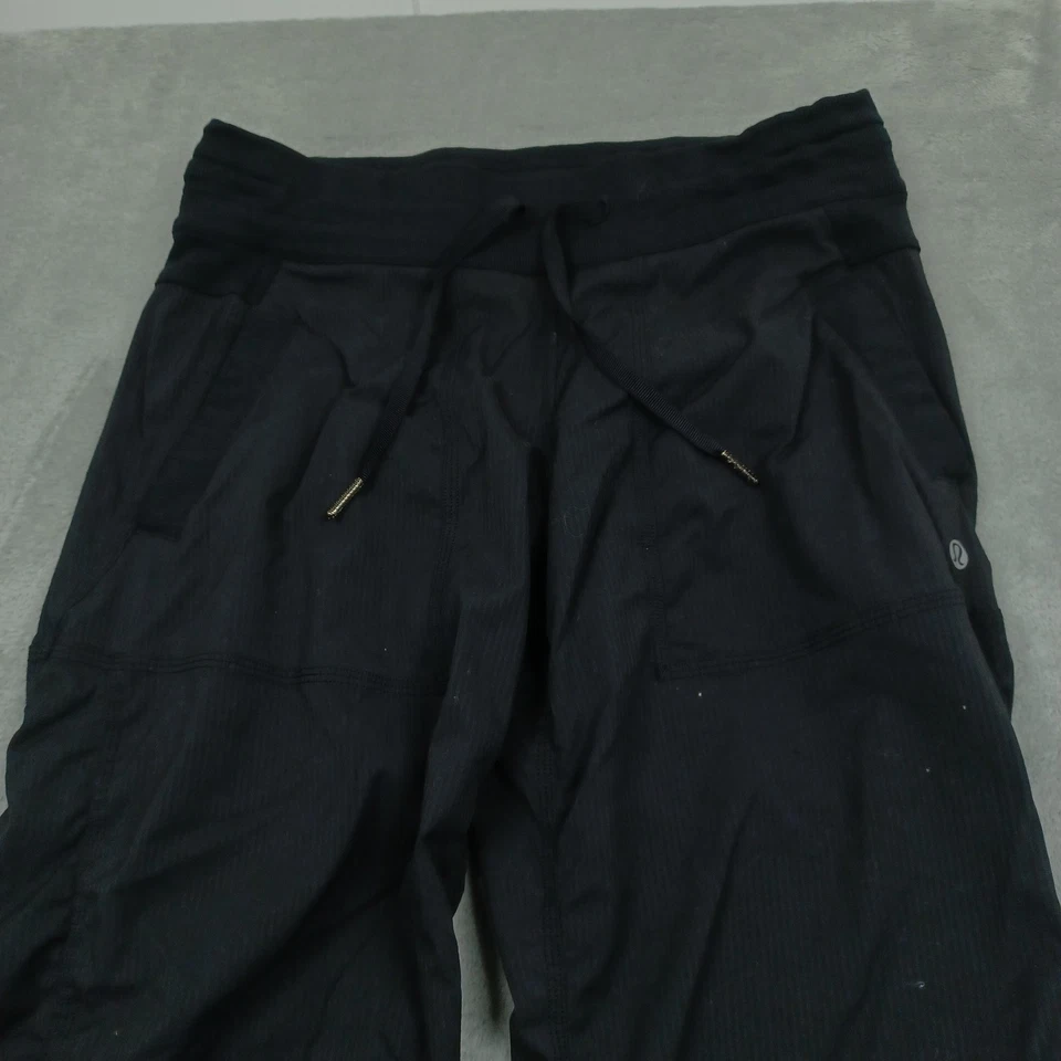 Pantalones Lululemon Mujer 6 Negros Estudio Cordón Logo Bolsillos Ropa Activa Informal Foto 2 de 4