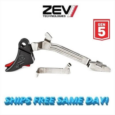 ZEV Pro Curved Trigger Upgrade Bar Kit for Gen 5, Black/Red CFT-PRO-BAR-5G-B-R