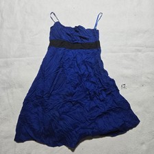 Gap Solid Blue Linen Blend Strap A-Line Dress Adult Women's Size 6