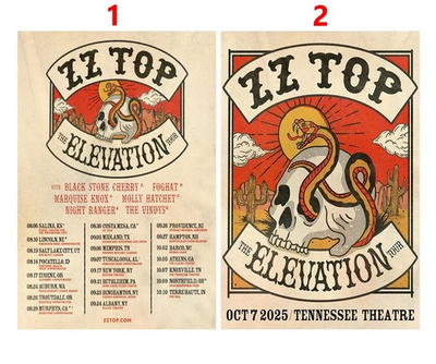 #ad #ad ZZ Top The Elevation Tour 2025 Poster Set Tennessee Theatre Concert Art $29.99