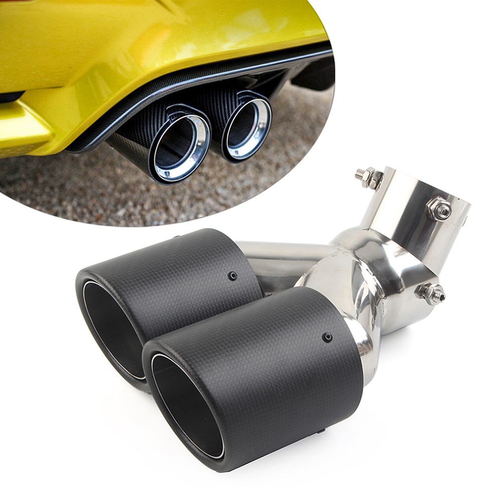 Left Muffler Tip Stainless Steel 101mm Outlet Y Shape Double Exit Exhaust Pipe