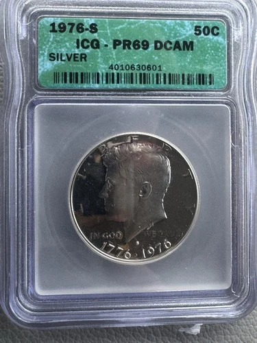 1976-S 50c Silver Kennedy Half Dollar ICG-PR69 DCAM- Free Shipping USA
