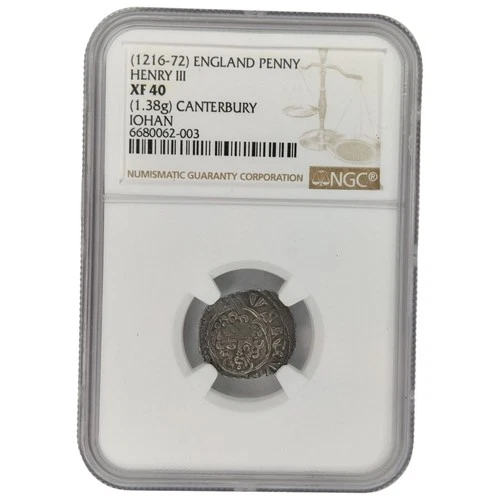 England Silver Henry III Penny Canterbury Iohan NGC XF40 Double Struck Class 7a1