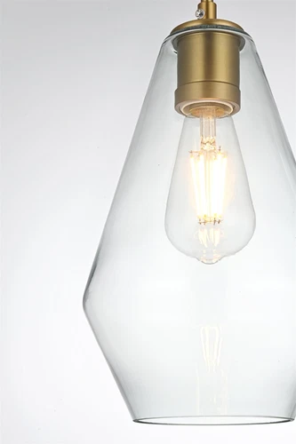 Living District Gene 7" Pendant Clear Shade In Satin Gold - Picture 5 of 10