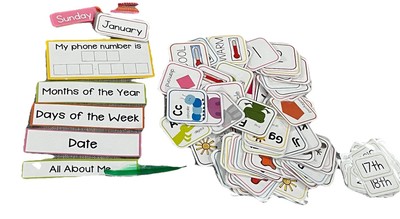 Preschool Laminated Learning Cards Calendar ABCs Shapes Weather Homeschool Lot