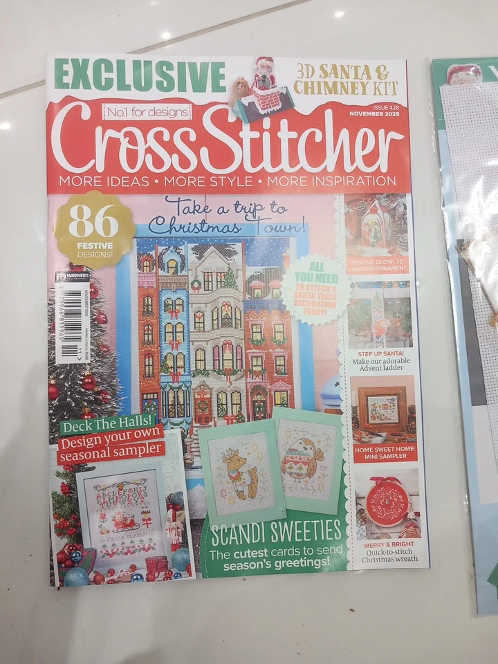 CrossStitcher,Nov 2025,86 Seasonal Designs, 3D Santa & Chimney,FREE Thread,Aida - Image 2 of 4