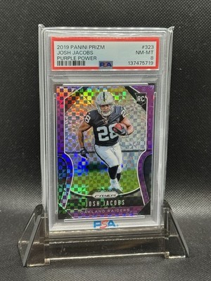 2019 Panini Prizm Josh Jacobs Purple Power #323 /49, PSA 10