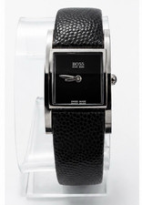 Cinturino pelle rettangolare BOSS Hugo Boss donna Swiss Made quarzo quadrante nero