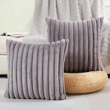 FUTEI Grey Striped Decorative Throw Pillow Covers 18" x (Pack of 2), 