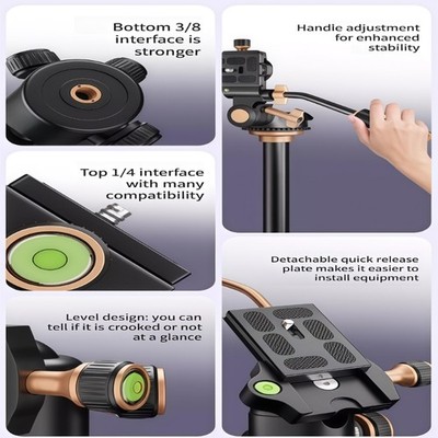 Aluminum Tripod Head Tripod Mount for Precise Angle Control Full Ranges Rotation