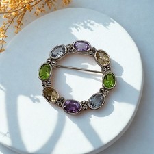 Theodor Herbstrith Brosche um 1915 Silber 925 Edelsteine Markasit Antik Ø 34mm