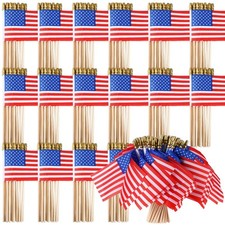 500 Pcs Small American Flags on Stick 4 x 6 Inch Mini American Handheld USA F...