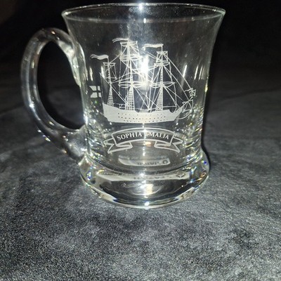 Glasbierkrug mit Schiff Sophia Amalia  11,5 Cm Hoch