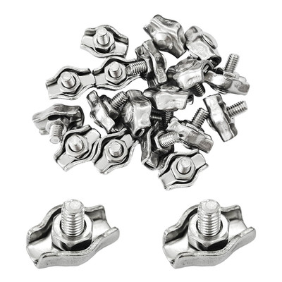 20PCS M2 304 Stainless Steel Simplex Wire Rope Clip Cable Clamps, Single Bolt Wi