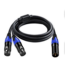  5FT / 1 Pack 1 Male to 2 Female XLR Y Splitter Micrphone Cable5ft, 3pin XLR Ma
