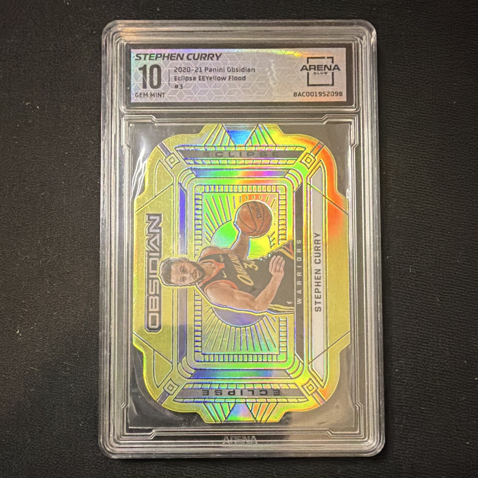 Panini 2020-21 Obsidian Stephen Curry Eclipse Electric Etch Yellow Flood #3