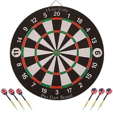 Dart Board, Dart Game Set with 6 Metal Darts and Double-Sided Flocking Dartbo...