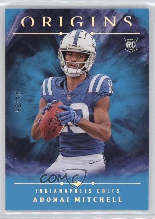 2024 Panini Origins Rookies Turquoise 24/25 Adonai Mitchell #108 Rookie RC rw6