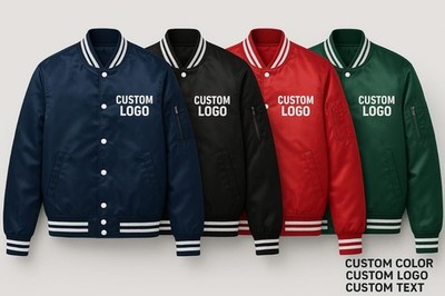 Personalized Satin Varsity Jacket | Custom Text & Logo | Unisex Multi-Color