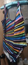 Rainbow Striped Vintage 1 Pc Bathing Suit Approx Size XL