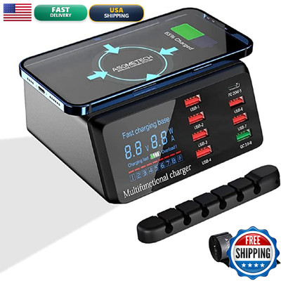 Usb Charger Hub Asometech 100W 8-Port Desktop Multiple Usb Charging Station Pd
