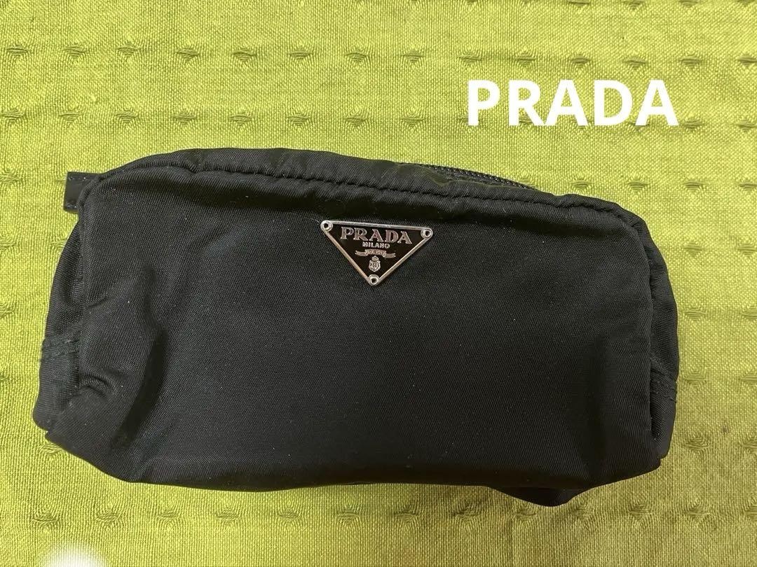 Prada Black Leather Pouch Made in Japan