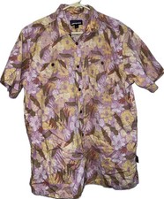 Patagonia Men's Short Sleeve Button, Pink Yellow Floral, Large