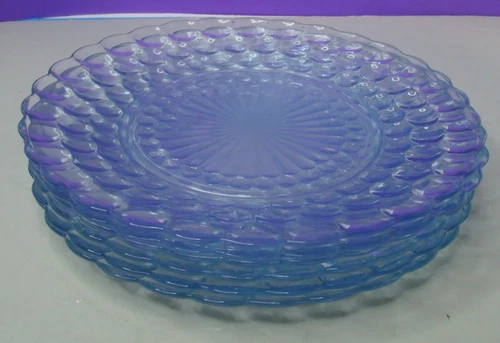 Vintage Anchor Hocking Bubble Dinner Plates Set of 6 Clear Glass plate 9 3/8”