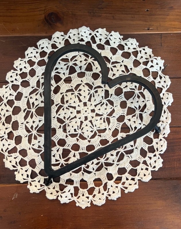Vintage Cast Iron Heart Trivet Rustic