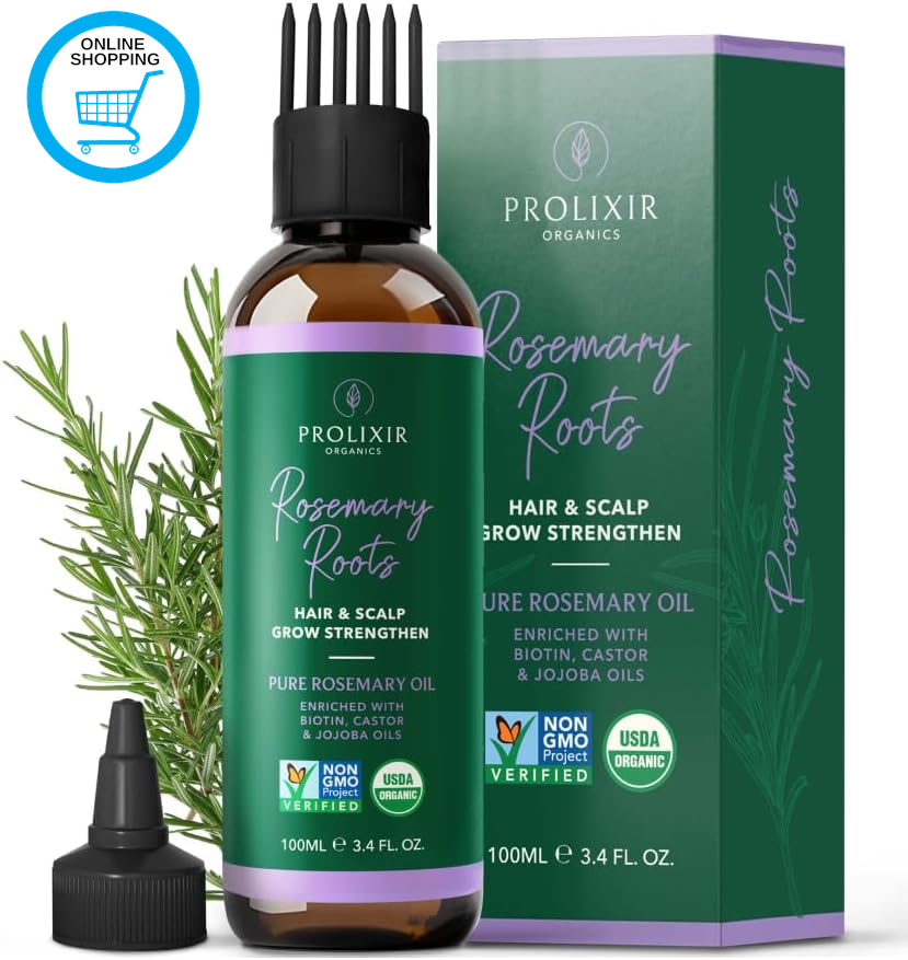 Organic Rosemary Hair Growth Oil with Castor, Jojoba, and Argan Oils – Biotin-In