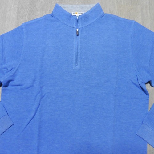 PETER MILLAR Mens M MEDIUM PULLOVER EVENING TIDE BLUE CROWN COMFORT 1/4 ZIP POLO - Picture 11 of 16