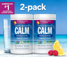 2-Pack Natural Vitality Calm Magnesium Powder Raspberry Lemon, 16oz Each, Vega