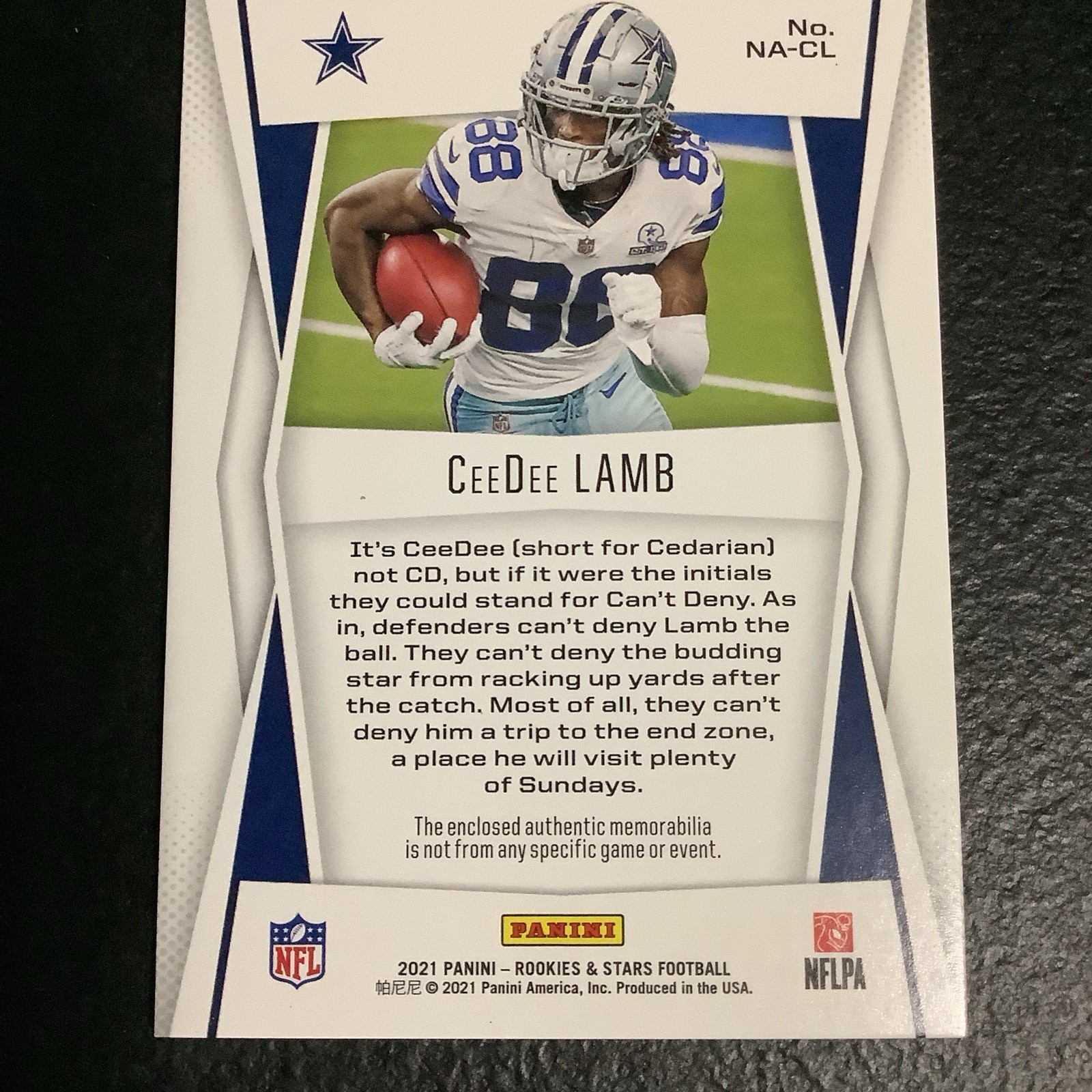 2021 Panini Rookies & Stars - Nfl Authentic Relics CeeDee Lamb Logoman view 2