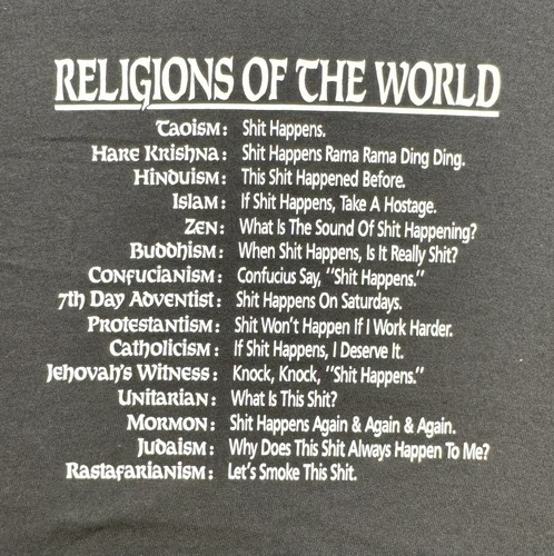 Religions Of The World Men’s Sz Medium Black T-shirt Short Sleeve